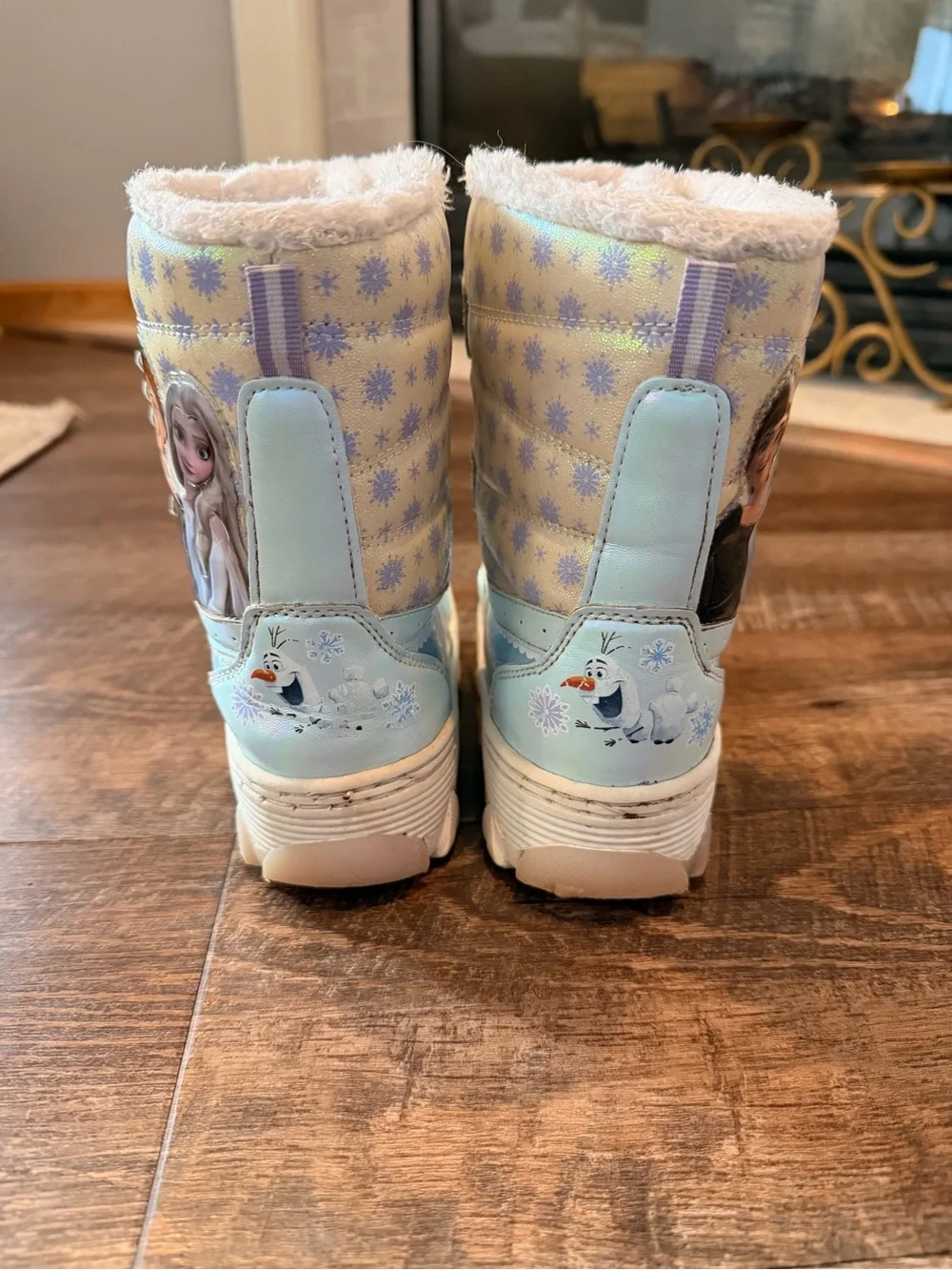 Disney Frozen Light Up Winter Boots Girls Size 12 Toddler Blue Snow Boots